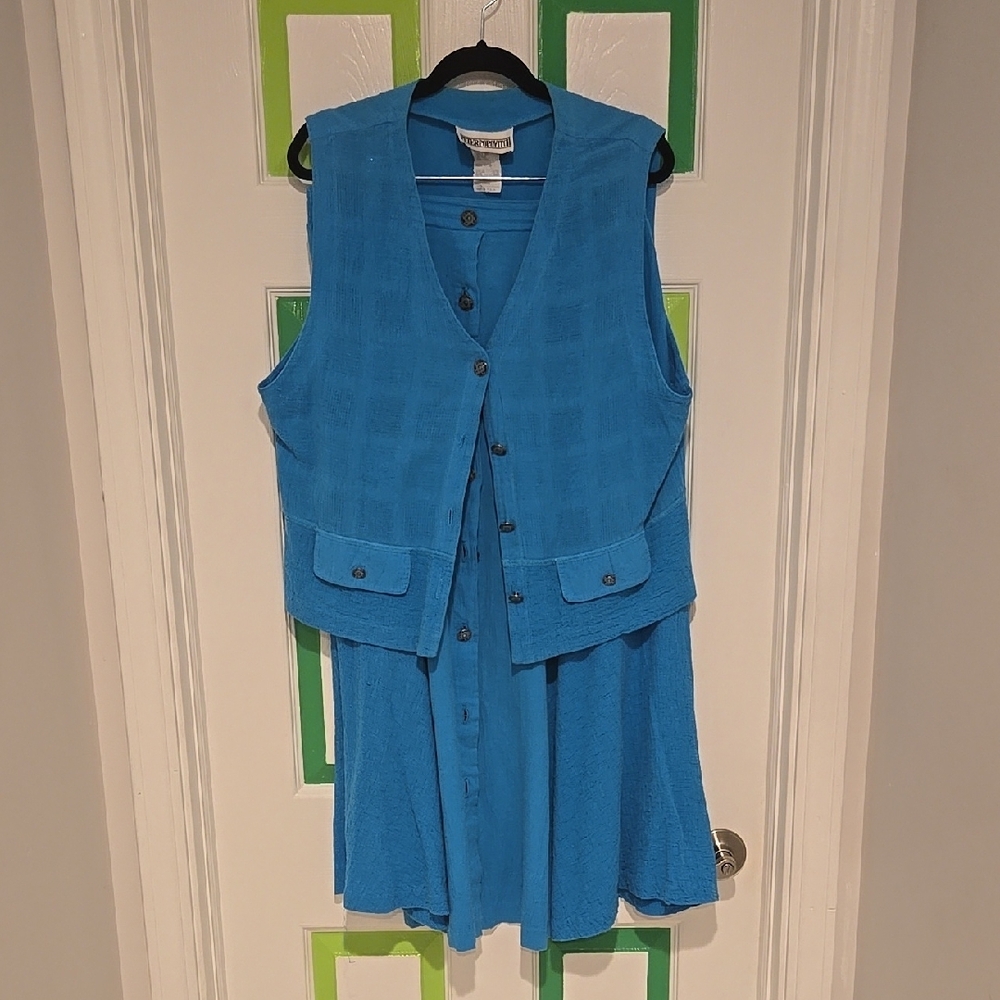 Vintage Blue Vest & Skirt